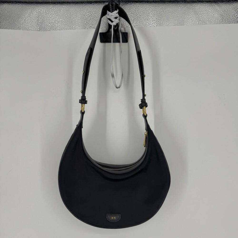 JW Pei purse black carly shoulder minimalist classic crescent office workwear